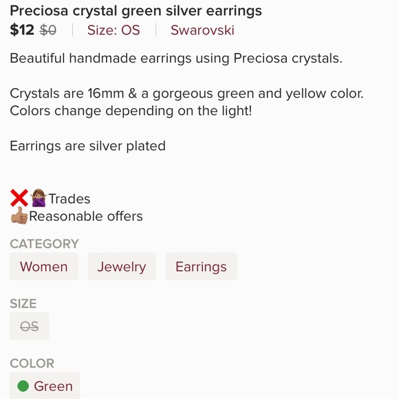 🎁Host Pick🎁 Preciosa green crystal earrings - Picture 5 of 5